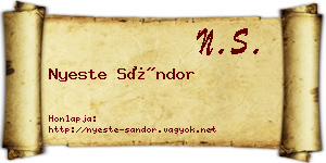 Nyeste Sándor névjegykártya
